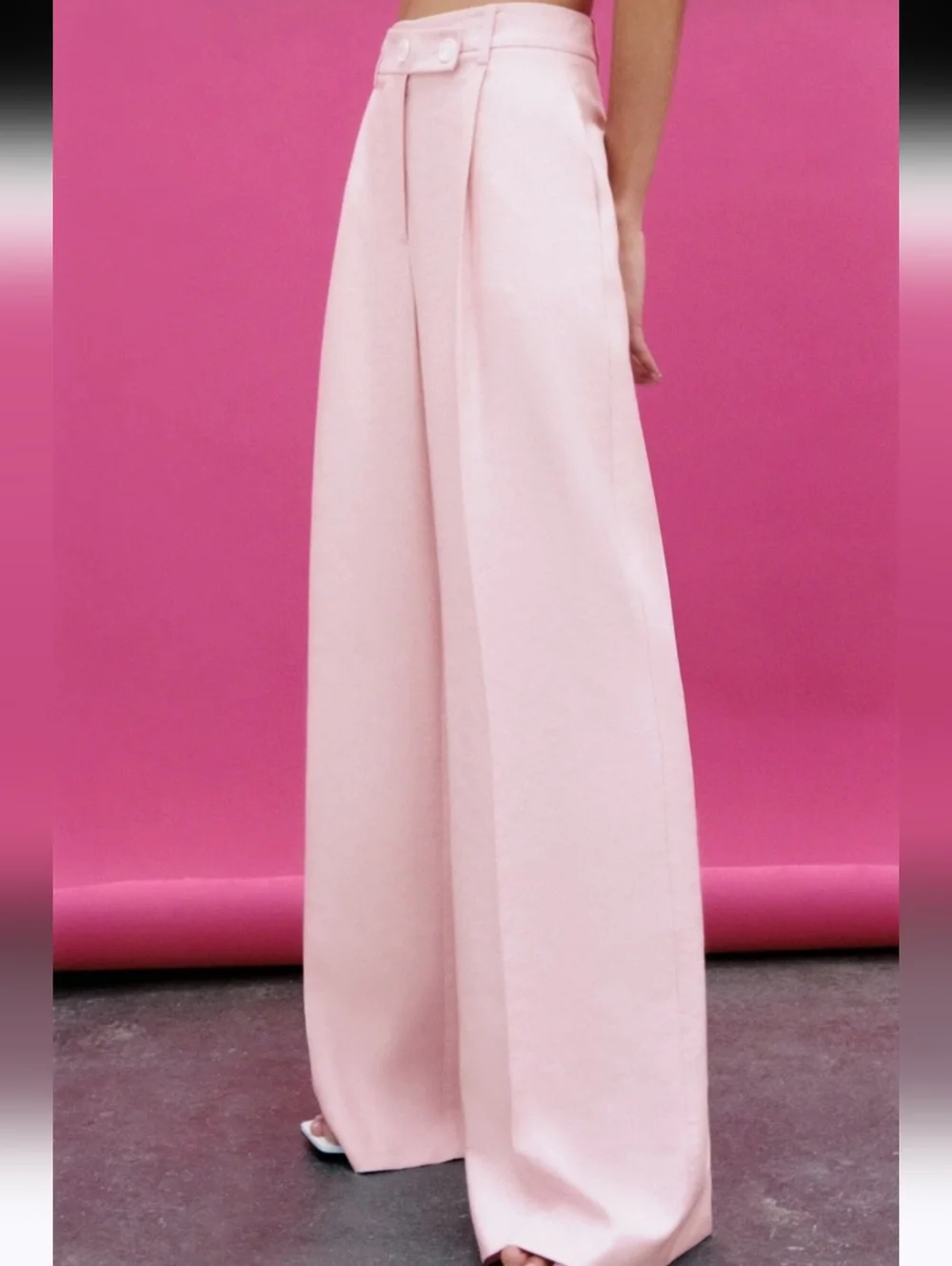 Zara Front Wrap Menswear Style Wide Pants Pink Size XL